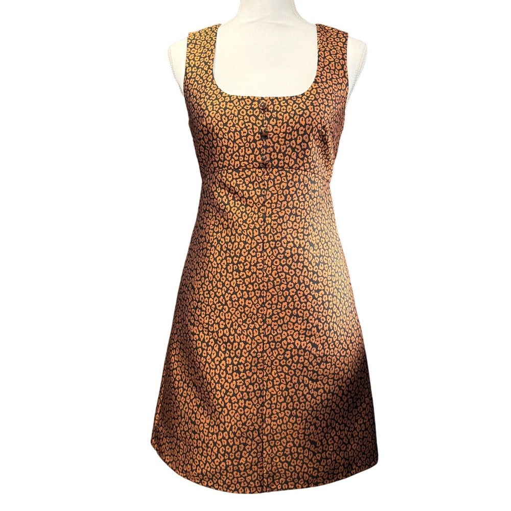 Kate Spade Leopard Print Mini Dress‎ Orange Black Womens 0 NJMUA768